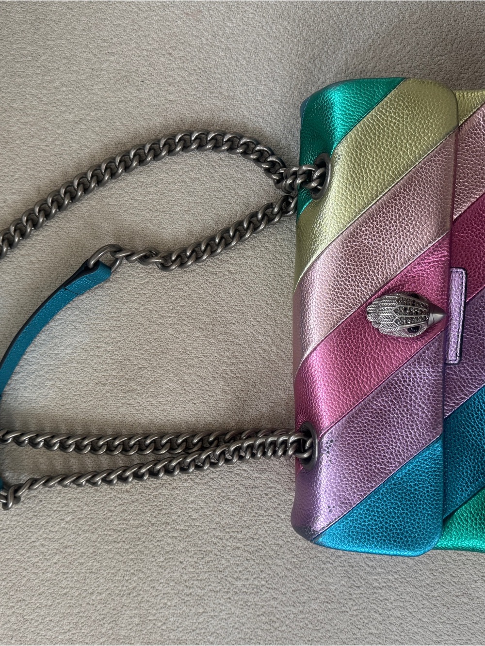 Kurt Geiger Metallic Rainbow Chevron Leather Crossbody